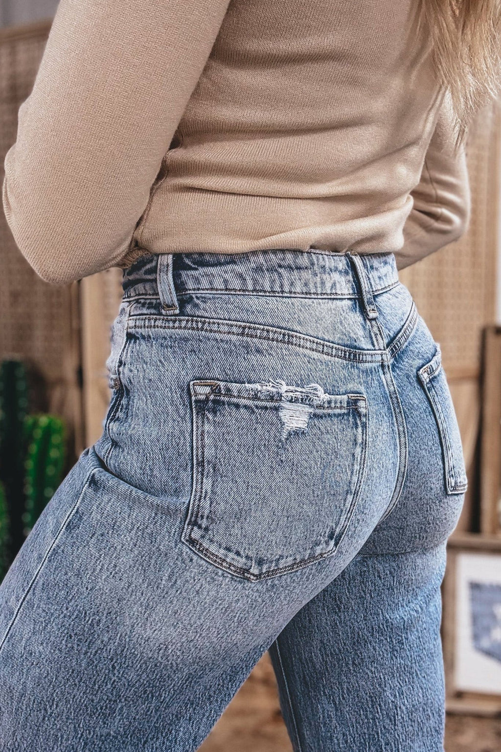 Ashleigh Blue Cuffed Straight Loose Jeans - Crowned Energy CO.