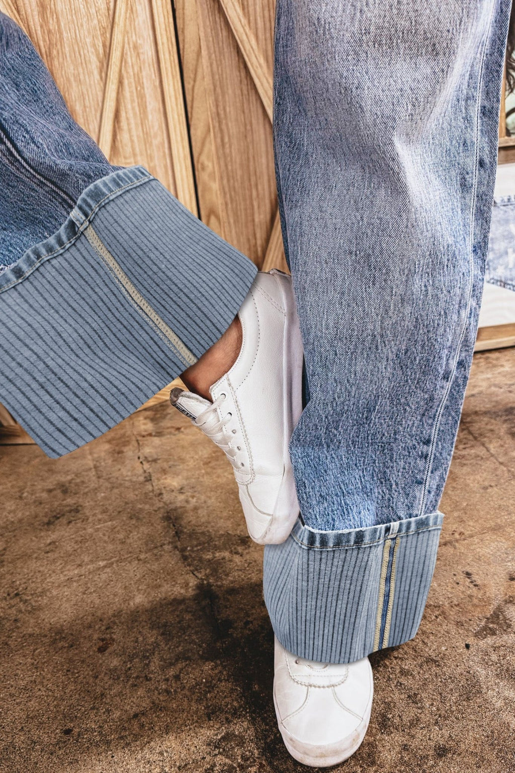 Ashleigh Blue Cuffed Straight Loose Jeans - Crowned Energy CO.