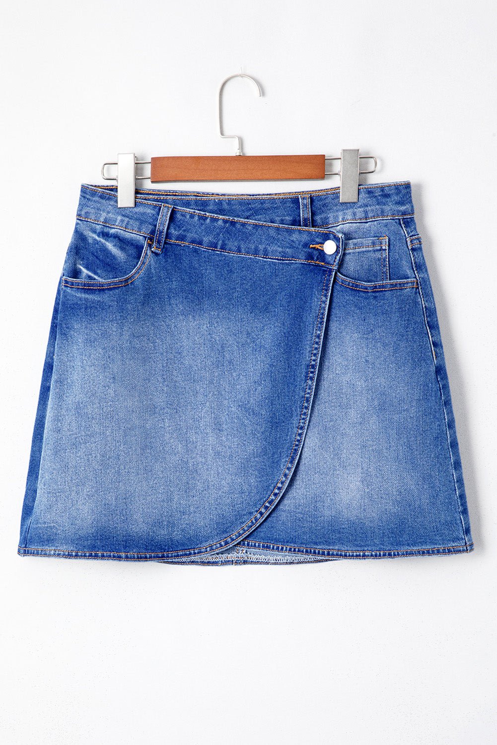 Ashleigh Blue Wrapped Crossed Waist Denim Mini Skirt - Crowned Energy CO.