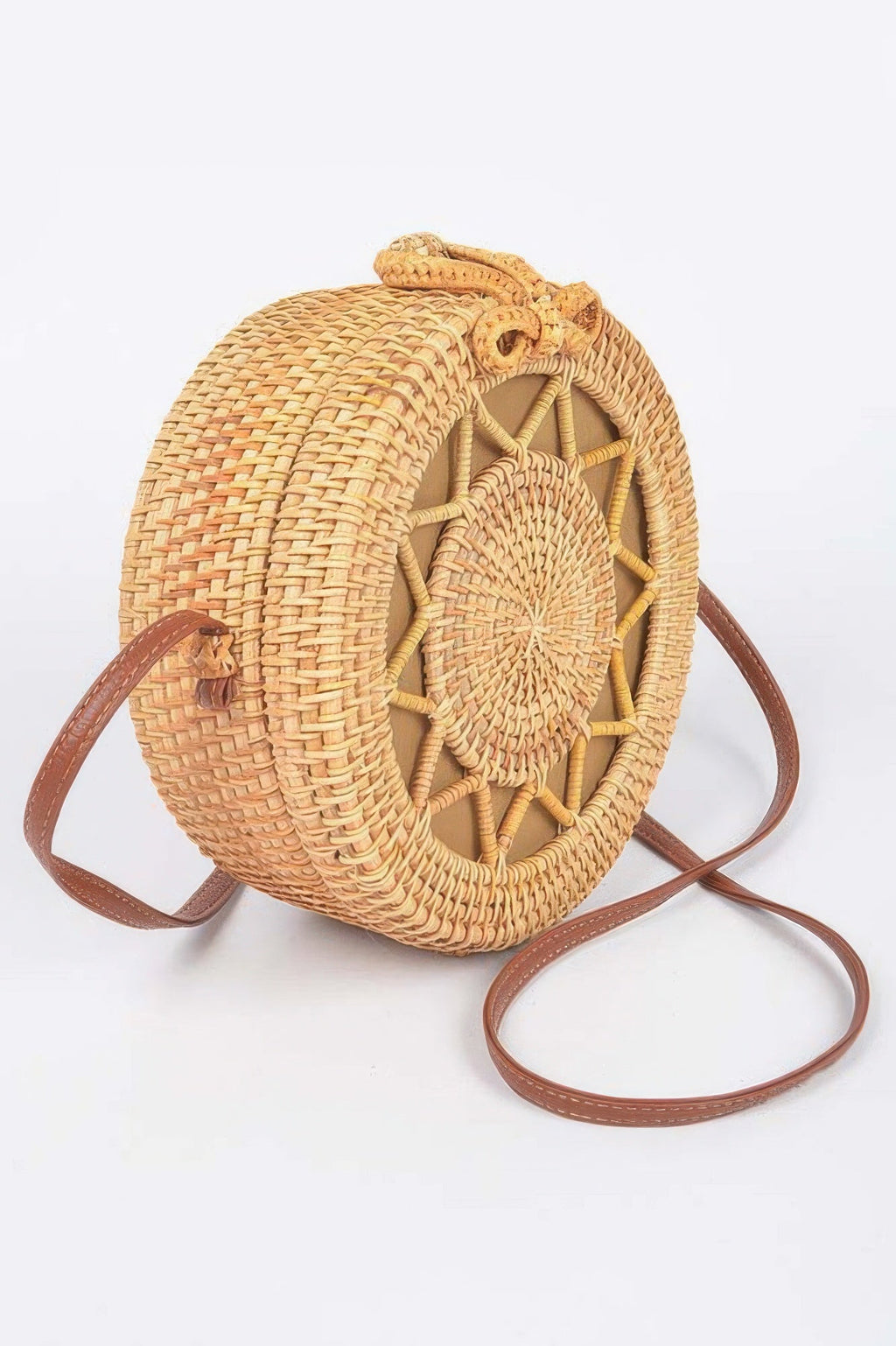 Bamboo Round Crossbody Bag - Crowned Energy CO.