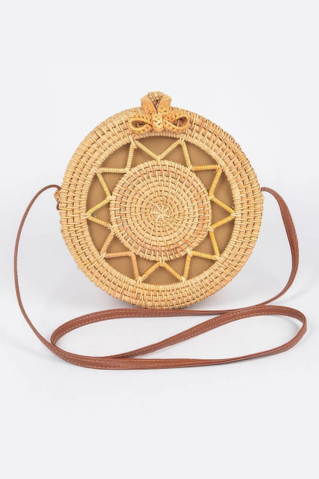 Bamboo Round Crossbody Bag - Crowned Energy CO.