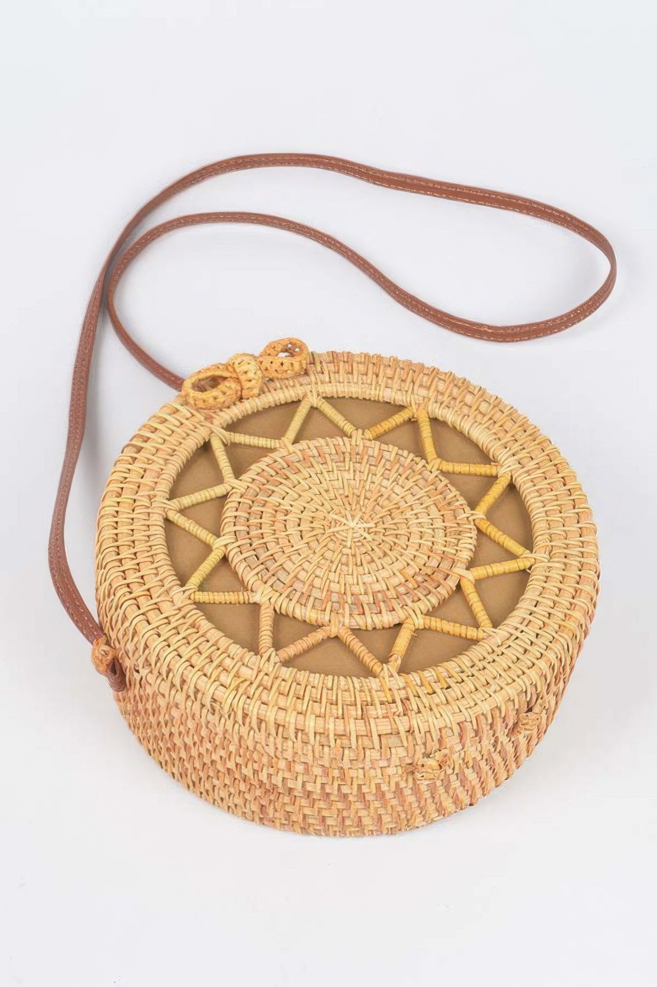 Bamboo Round Crossbody Bag - Crowned Energy CO.
