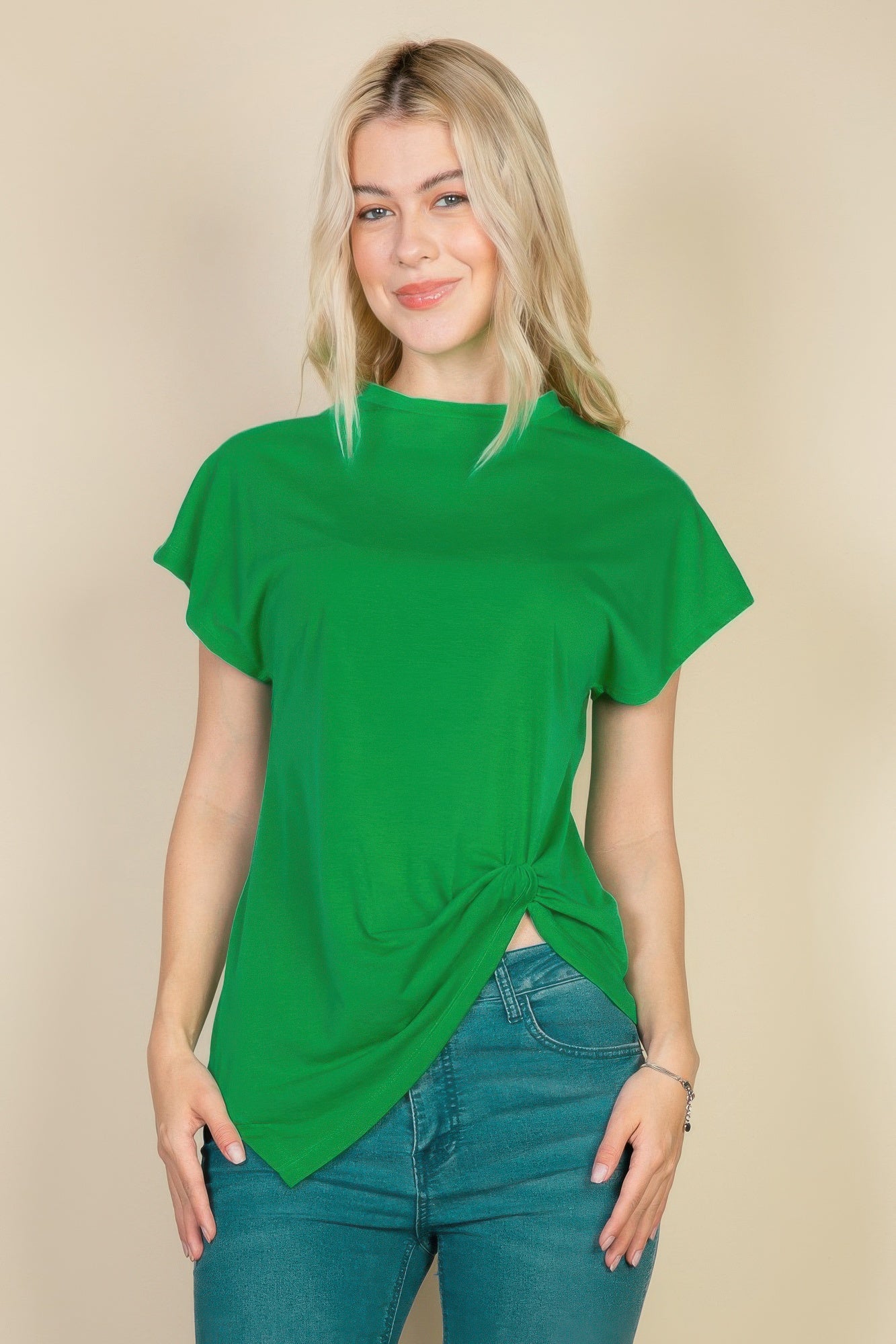 Crowned Energy CO. Green / S CCWHOLESALECLOTHING T-Shirt Batwing Sleeve Twist Front Tee