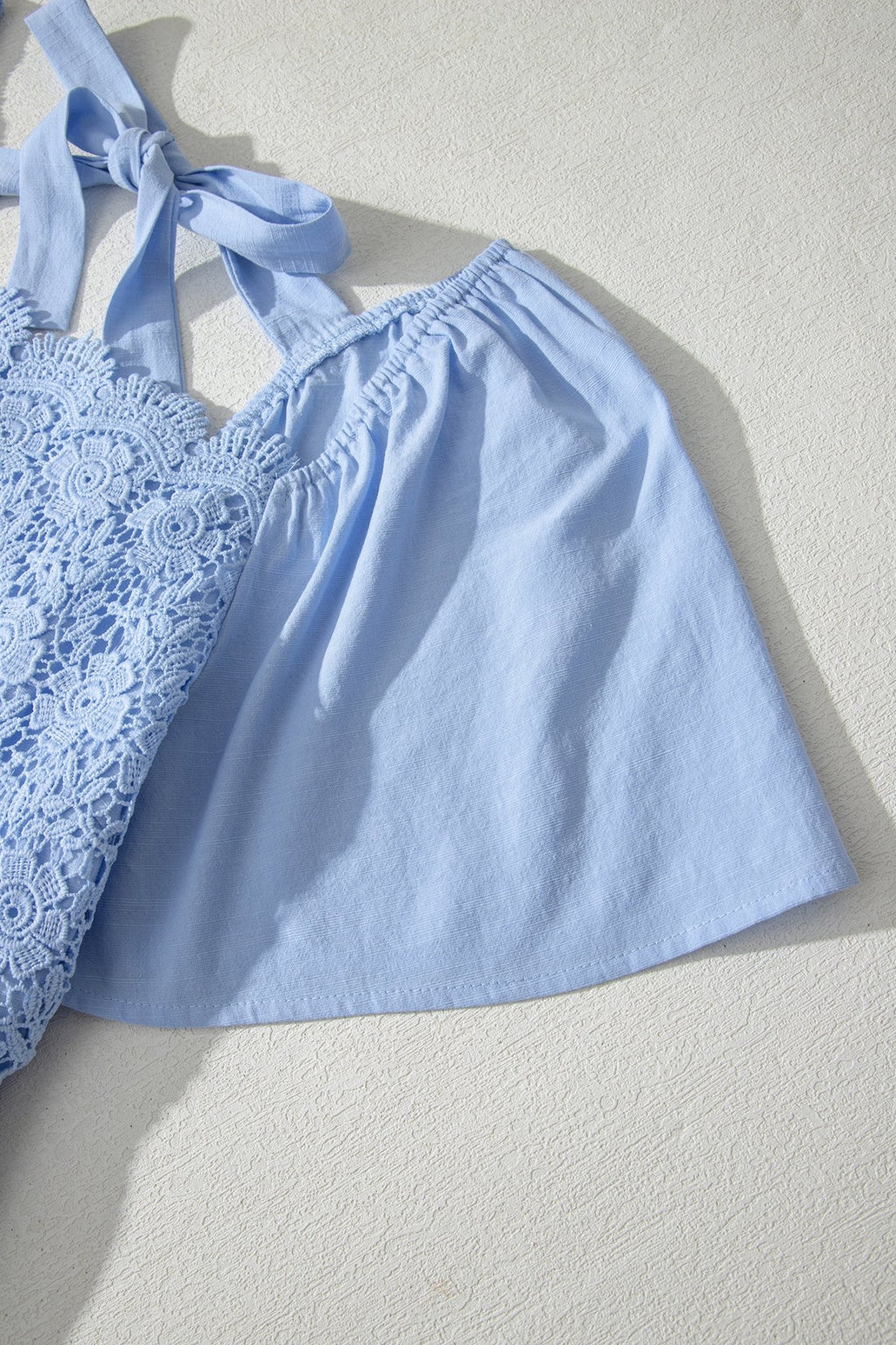 Beau Blue Flowy Short Sleeve Lace Detail Square Neck Tiered Midi Dress - Crowned Energy CO.