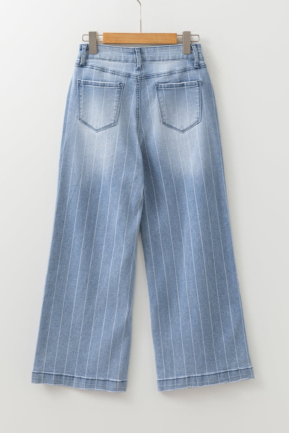Crowned Energy CO. Beau Blue / 4 / 65%Cotton+33%Polyester+2%Elastane Dear-Lover Dropshipping Bottoms/Jeans Beau Blue Multi Buttons Pinstripe Wide Leg Jeans