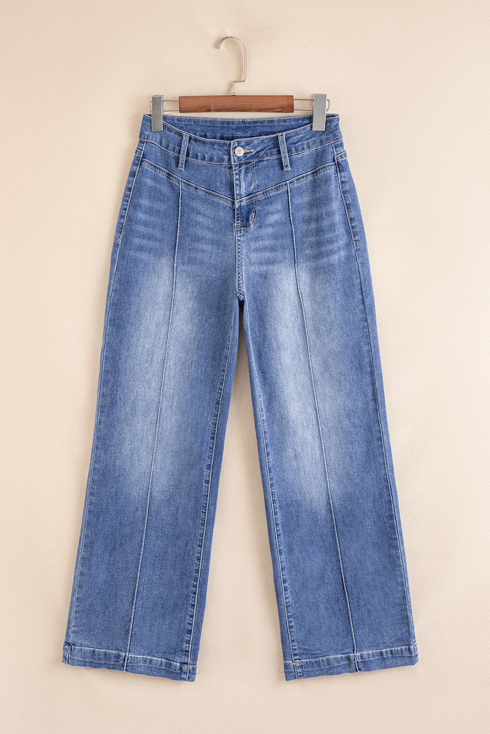Crowned Energy CO. Beau Blue / 4 / 75%Cotton+23%Polyester+2%Elastane Dear-Lover Dropshipping Bottoms/Jeans Beau Blue Tailored Center Seam Detail Straight Loose High Rise Jeans