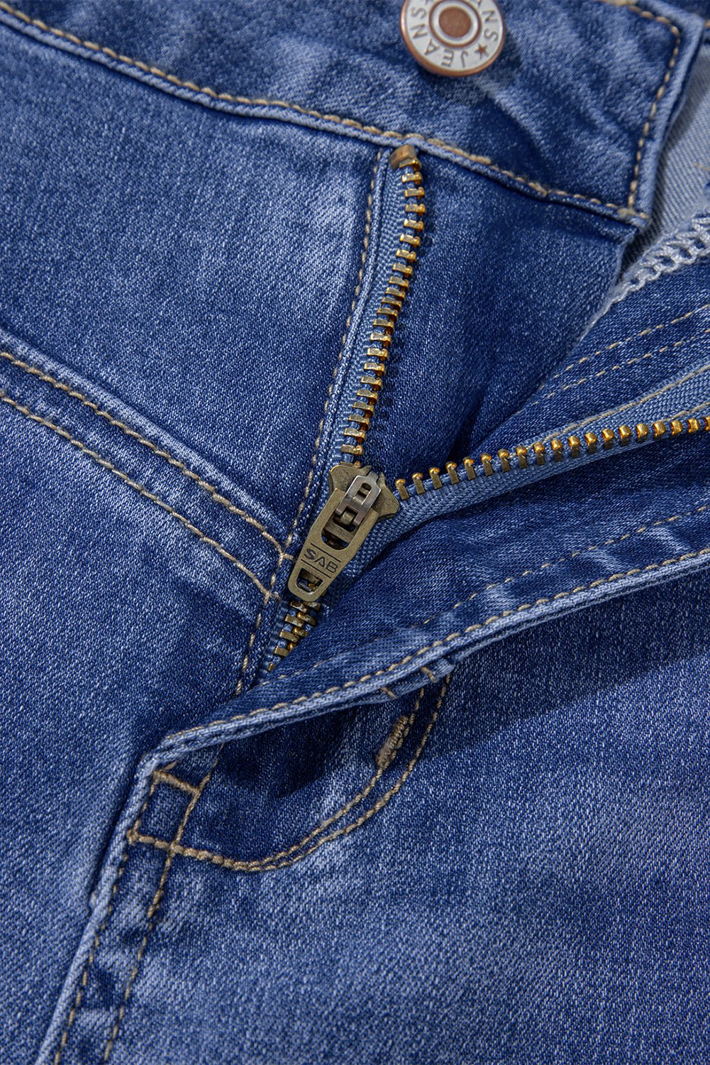 Crowned Energy CO. Beau Blue / 4 / 75%Cotton+23%Polyester+2%Elastane Dear-Lover Dropshipping Bottoms/Jeans Beau Blue Tailored Center Seam Detail Straight Loose High Rise Jeans