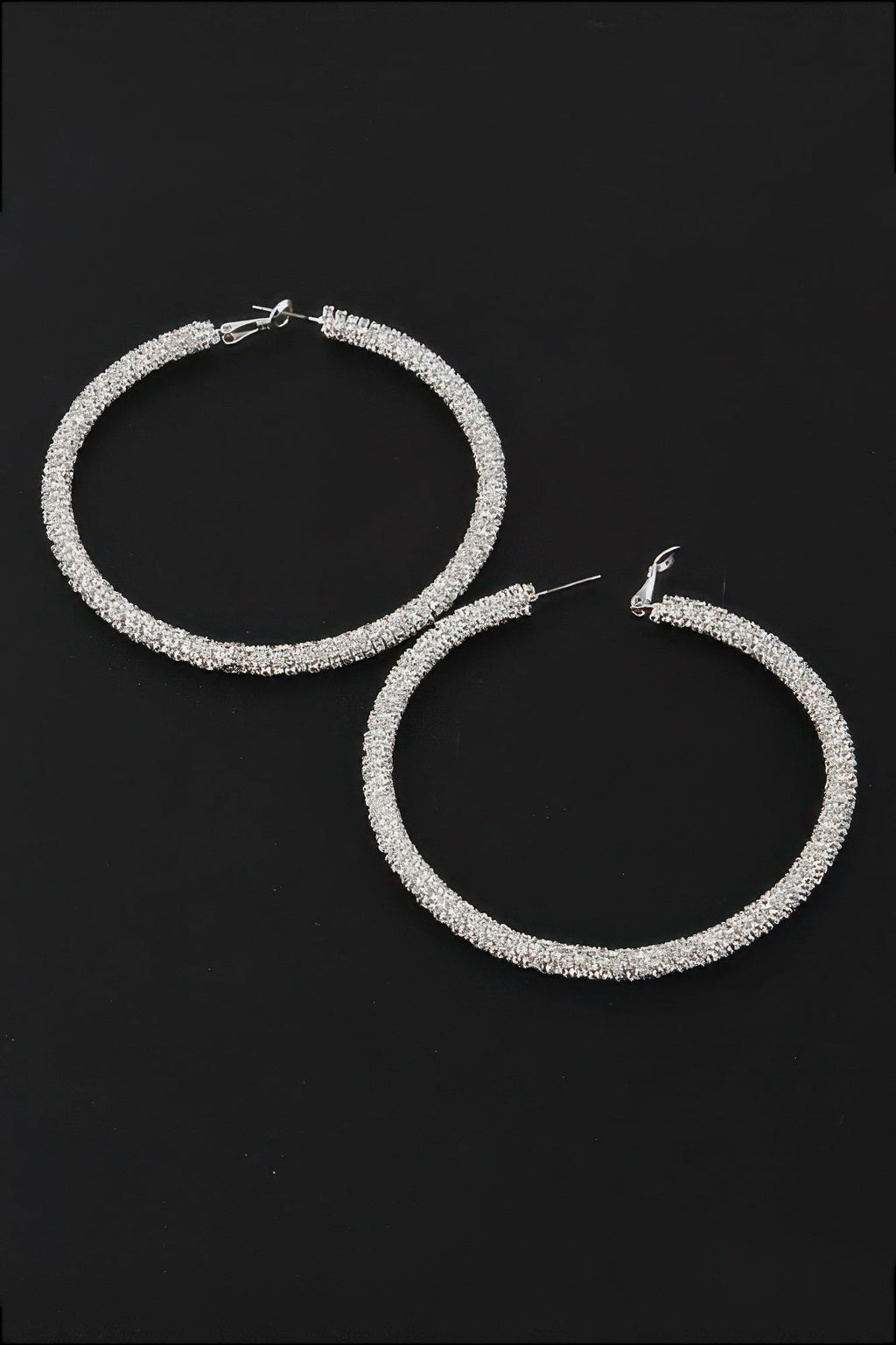 Crowned Energy CO. Silver clear CCWHOLESALECLOTHING Jewelry Bejeweled Hoop Earrings