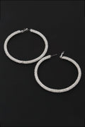 Crowned Energy CO. Silver clear CCWHOLESALECLOTHING Jewelry Bejeweled Hoop Earrings