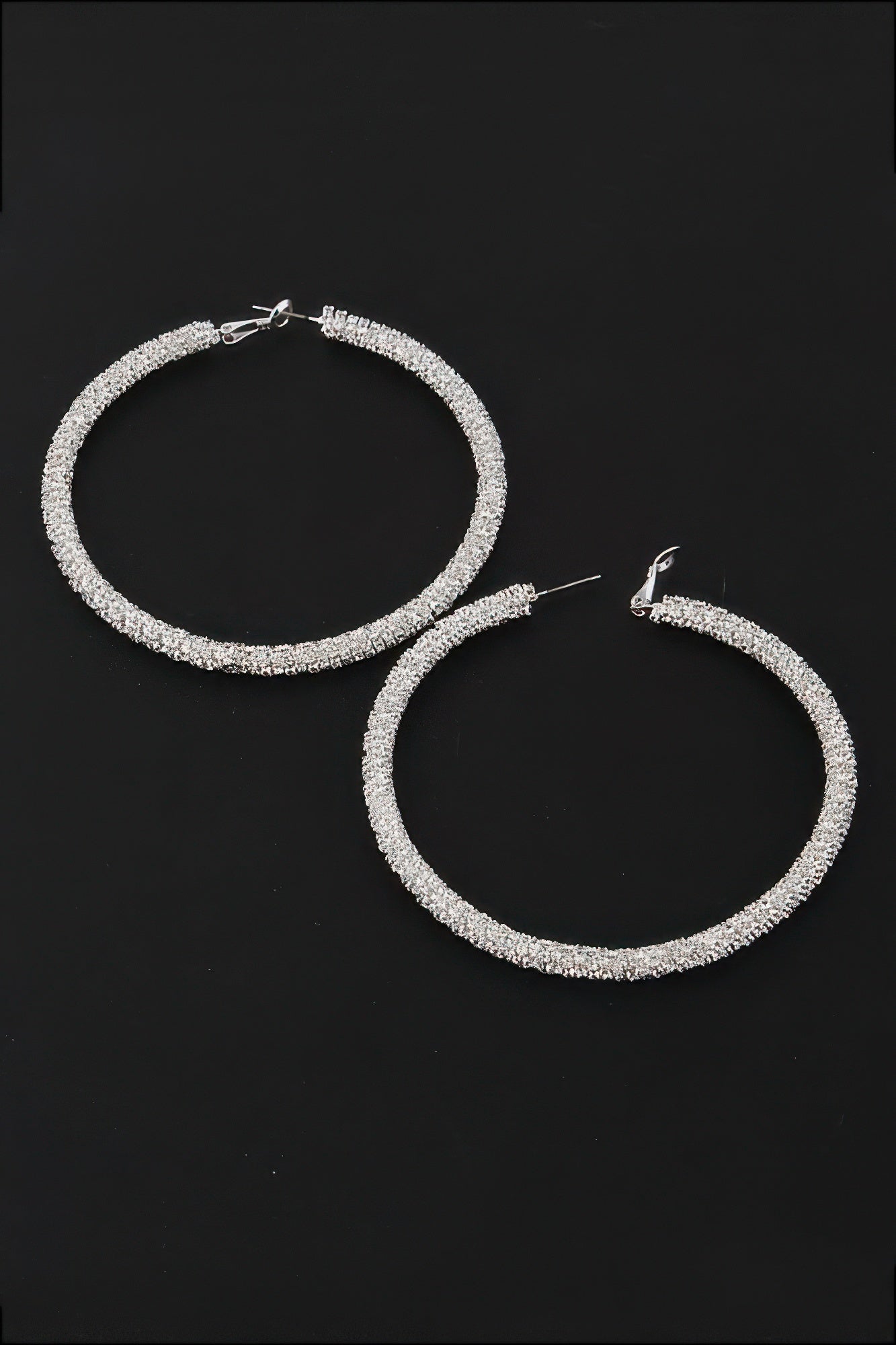 Crowned Energy CO. Silver clear CCWHOLESALECLOTHING Jewelry Bejeweled Hoop Earrings