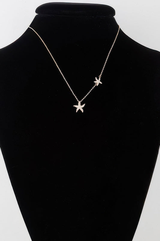 Crowned Energy CO. Gold Clear CCWHOLESALECLOTHING Necklaces Bejeweled Starfish Necklace