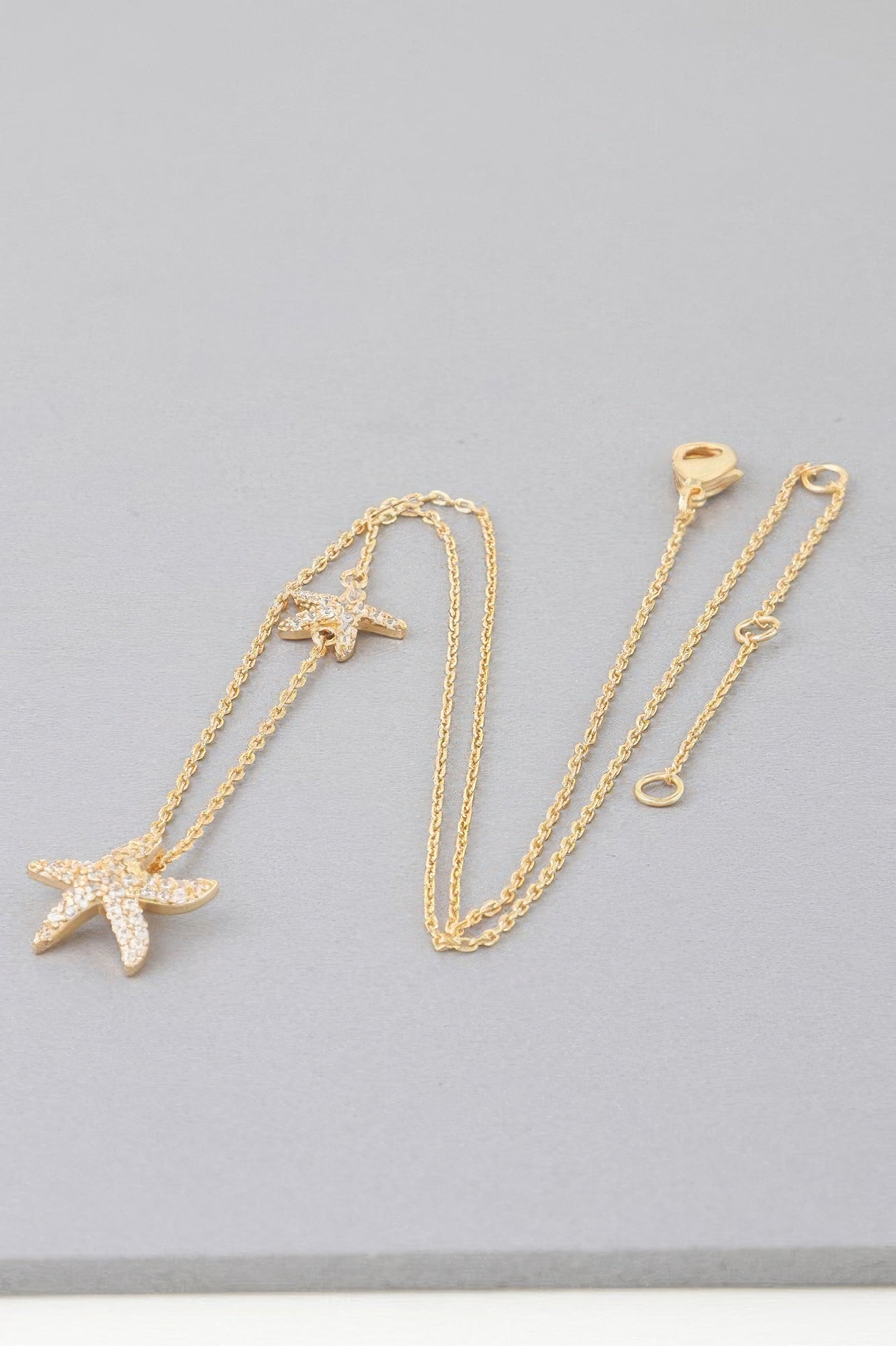 Crowned Energy CO. Gold Clear CCWHOLESALECLOTHING Necklaces Bejeweled Starfish Necklace
