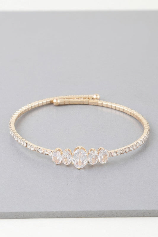 Crowned Energy CO. Gold Clear CCWHOLESALECLOTHING BRACELET Bejeweled Tiara Wrap Bracelet