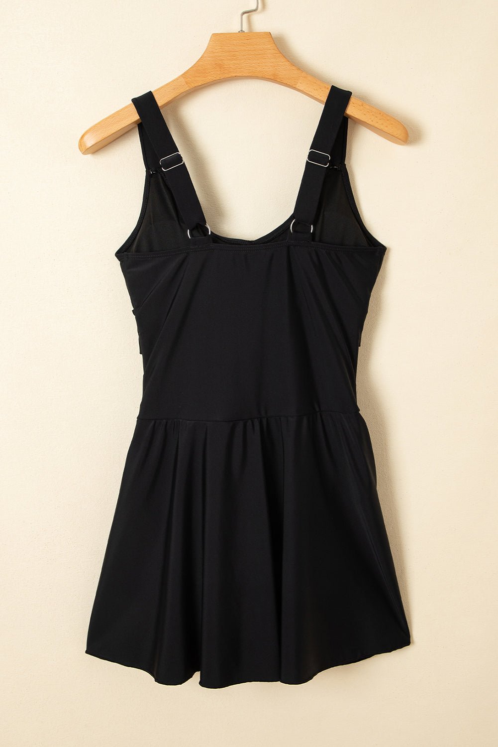 Black Adjustable Straps Cutout Ruched Knot Slit One Piece Swim Dress - Crowned Energy CO.