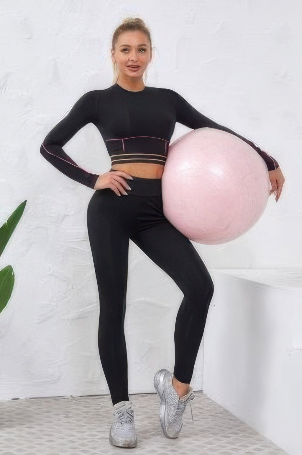 Black Color Block Two Piece Activewear Set - Crowned Energy CO.