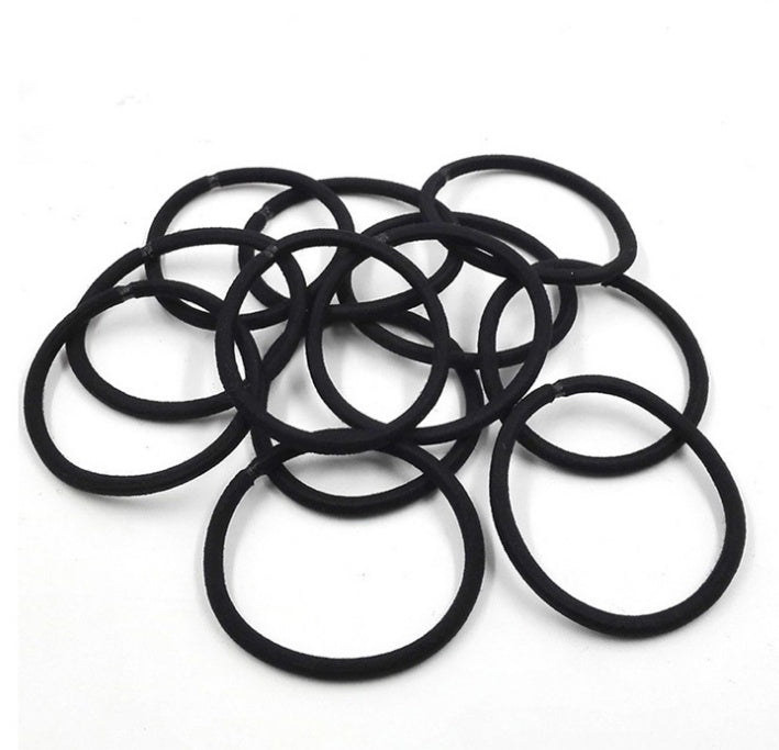 Crowned Energy CO. 100Pcs Goddess Vibes Accessories Black Elastic Hair Bands Ponytail Holder