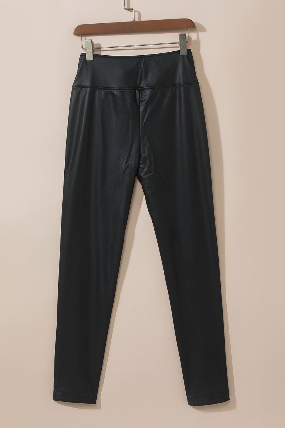 Black Faux Leather Skinny Leggings - Crowned Energy CO.