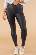 Black Faux Leather Skinny Leggings - Crowned Energy CO.