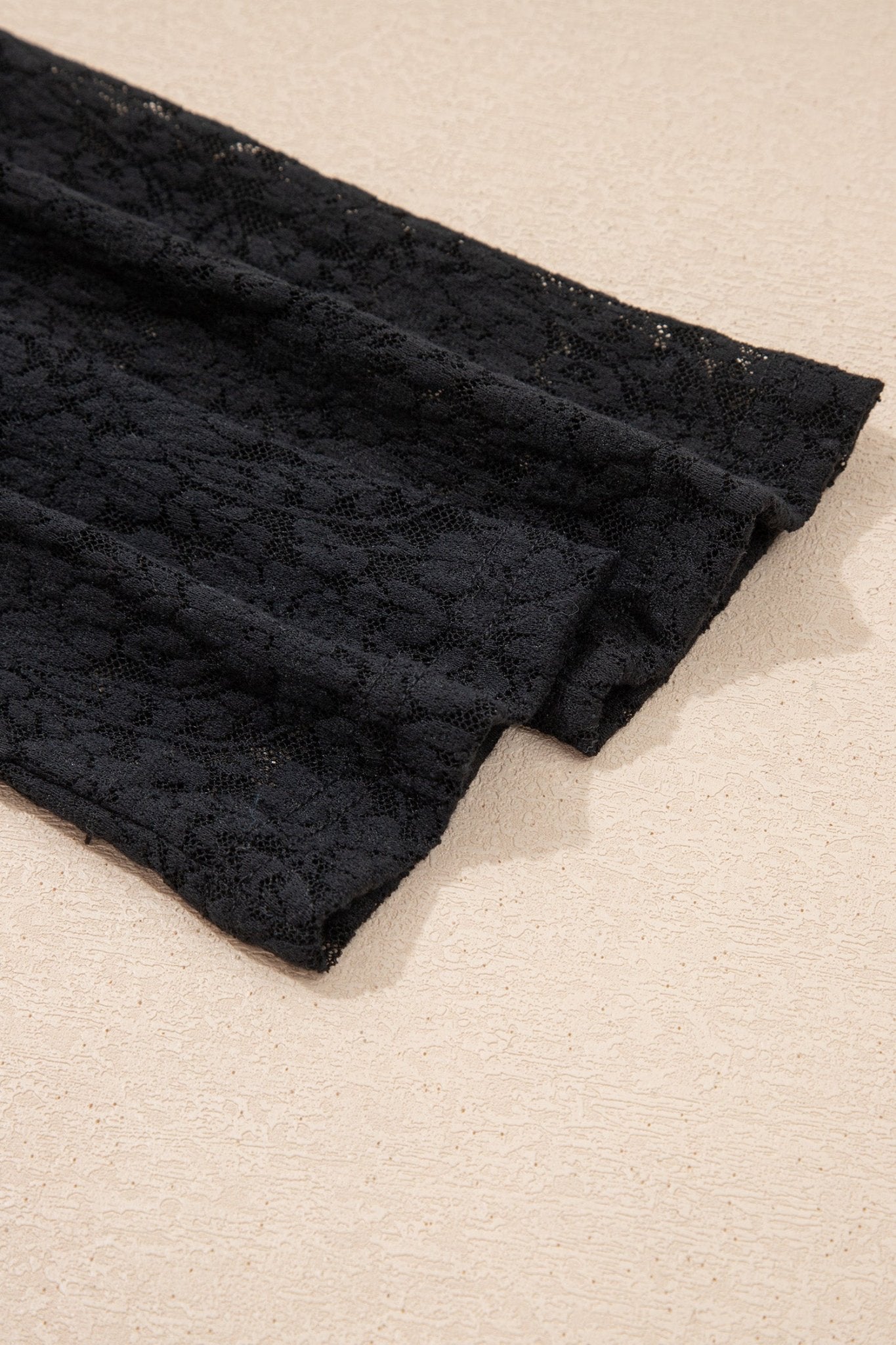 Black Floral Lace Off - shoulder Long Sleeve Slim Top - Crowned Energy CO.