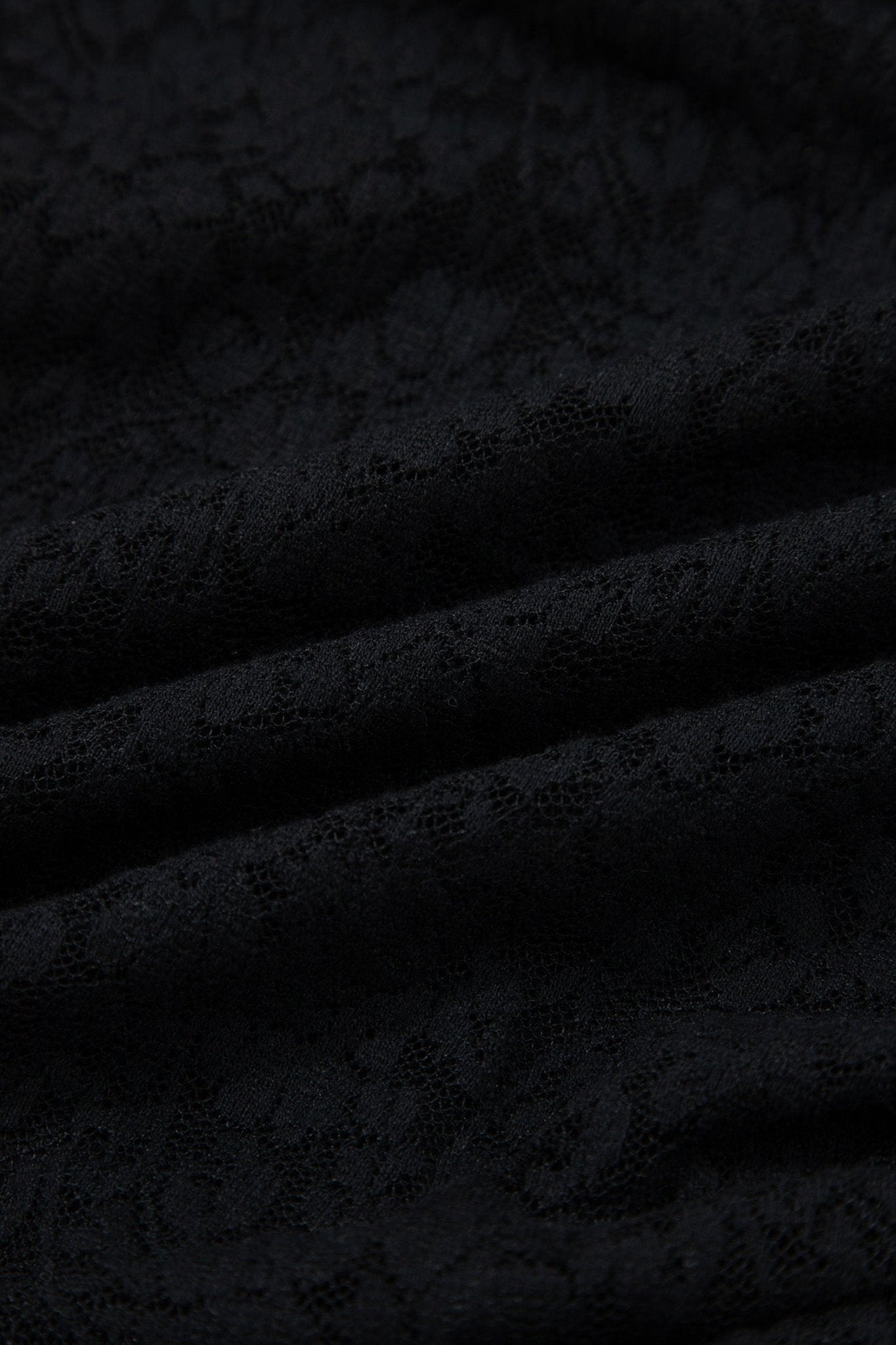 Black Floral Lace Off - shoulder Long Sleeve Slim Top - Crowned Energy CO.