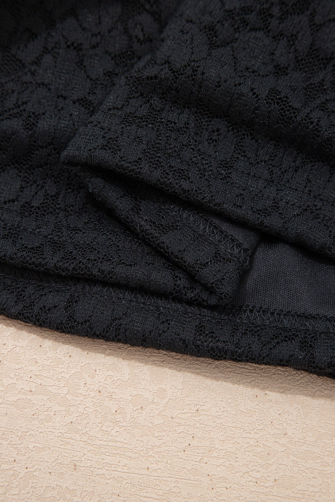 Black Floral Lace Off - shoulder Long Sleeve Slim Top - Crowned Energy CO.