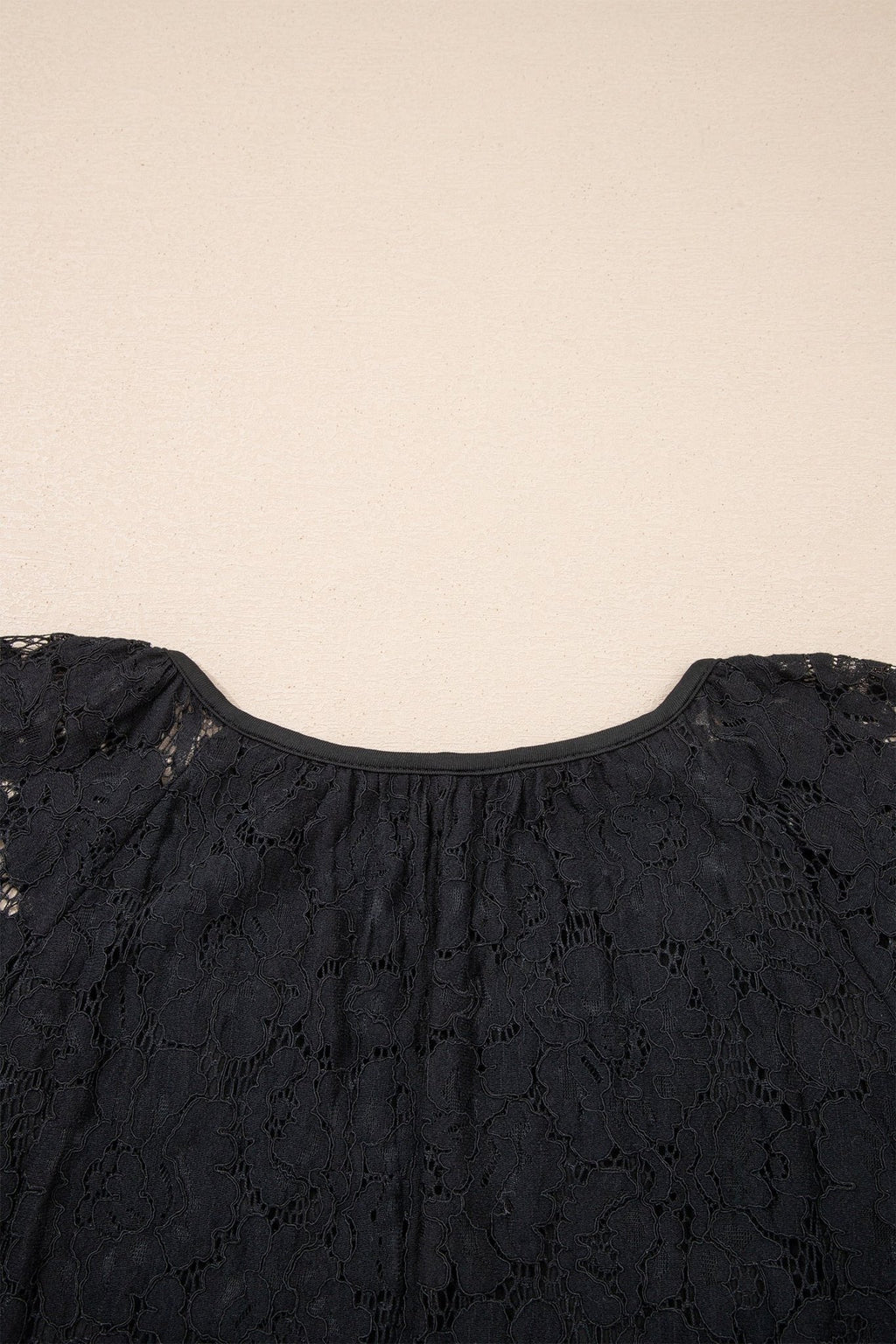 Black Floral Lace Overlay Tassel Tie Short Sleeve Beach Vacation Loose Maxi Dress - Crowned Energy CO.