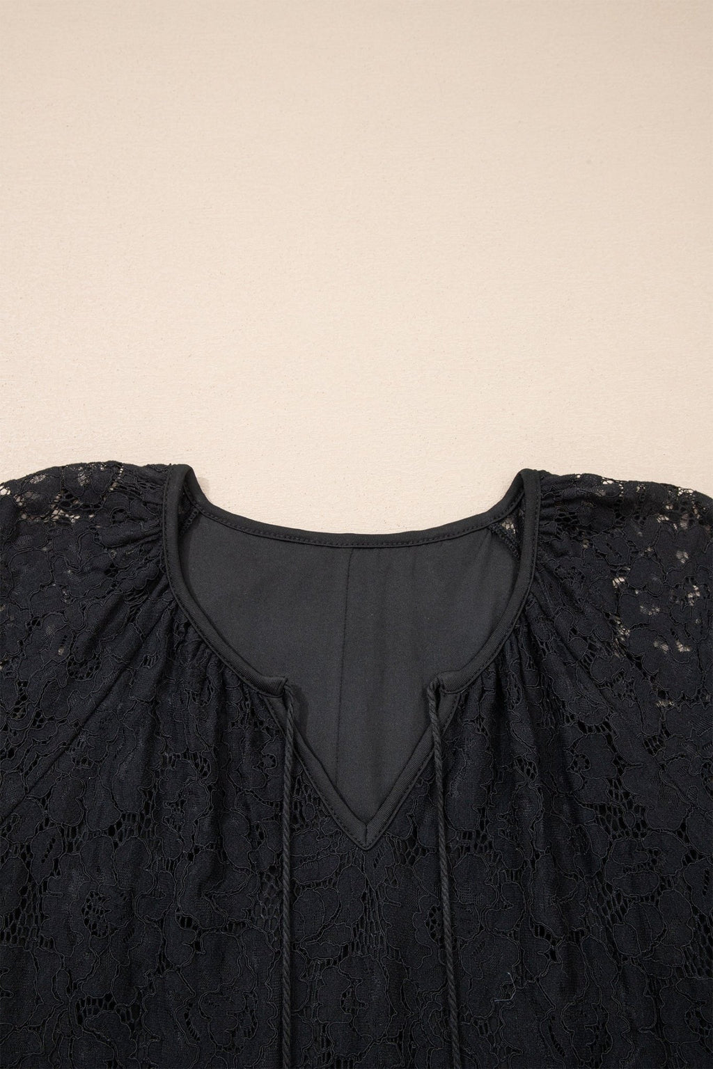 Black Floral Lace Overlay Tassel Tie Short Sleeve Beach Vacation Loose Maxi Dress - Crowned Energy CO.