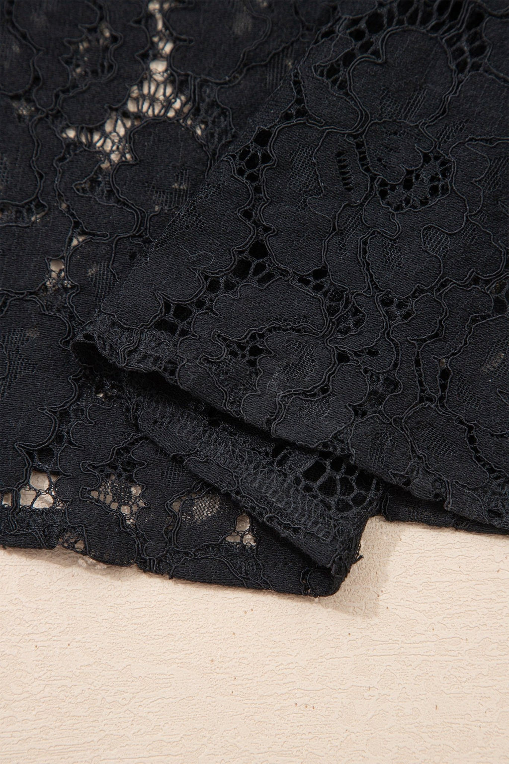 Black Floral Lace Overlay Tassel Tie Short Sleeve Beach Vacation Loose Maxi Dress - Crowned Energy CO.