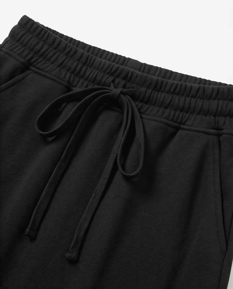 Black French Terry Drawstring Elastic Waistband Mini Skort with Pockets - Crowned Energy CO.