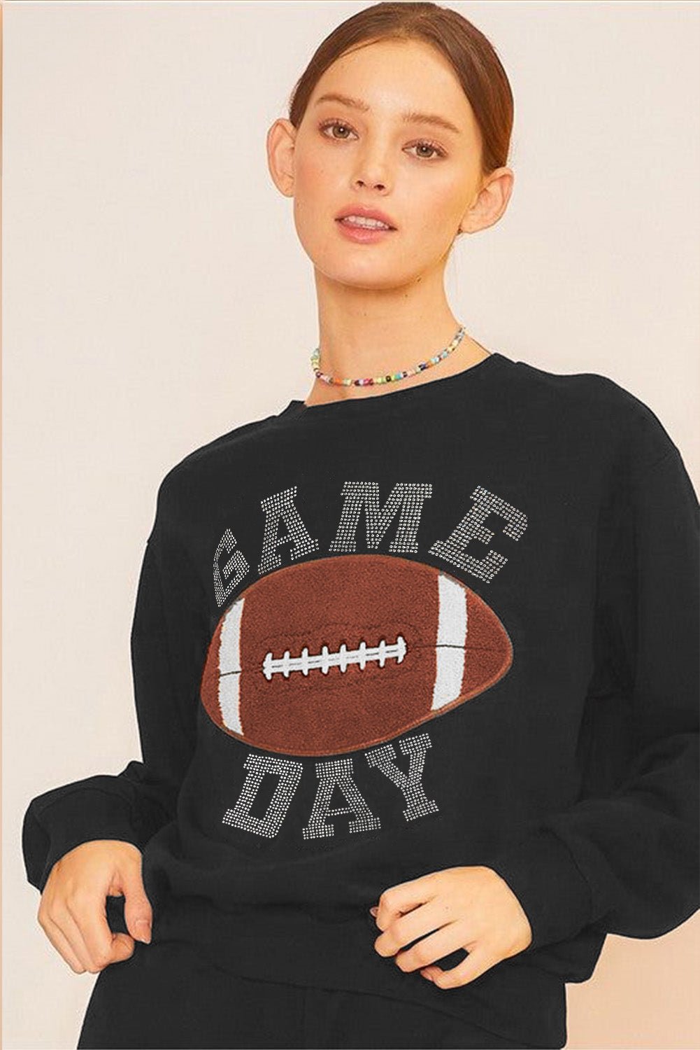 Crowned Energy CO. Black / S / 65%Polyester+35%Cotton Dear-Lover Dropshipping Two Piece Sets/Short Sets Black GAME DAY Rugby Football Graphic Pullover and Shorts Casual Outfit