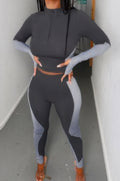 Black & Gray Color Block Activewear Two Piece Set - Crowned Energy CO.