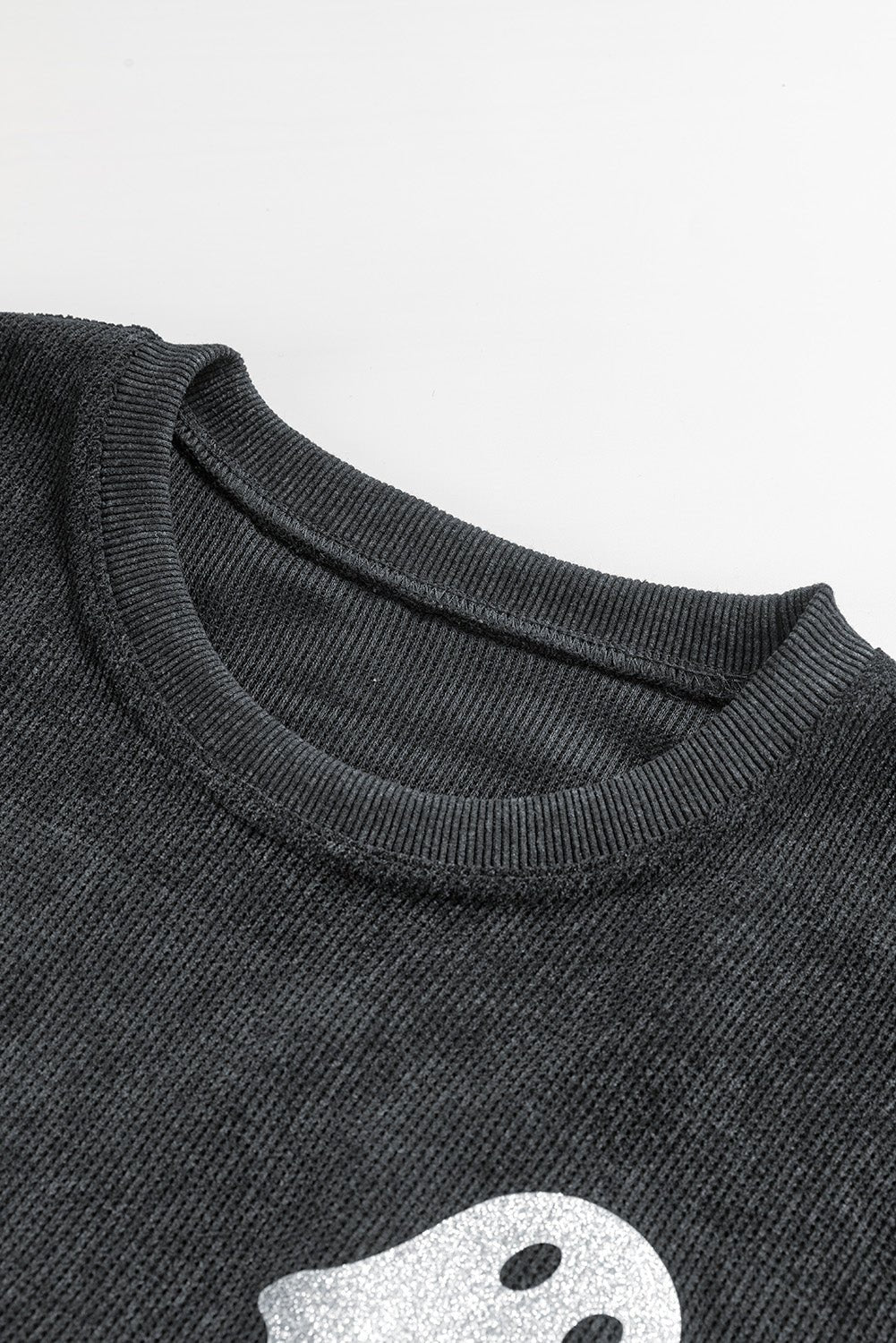 Crowned Energy CO. Black / S / 100%Polyester Dear-Lover Dropshipping Graphic/Graphic Sweatshirts Black Halloween Ghost Corded Crew Neck Loose Sweatshirt