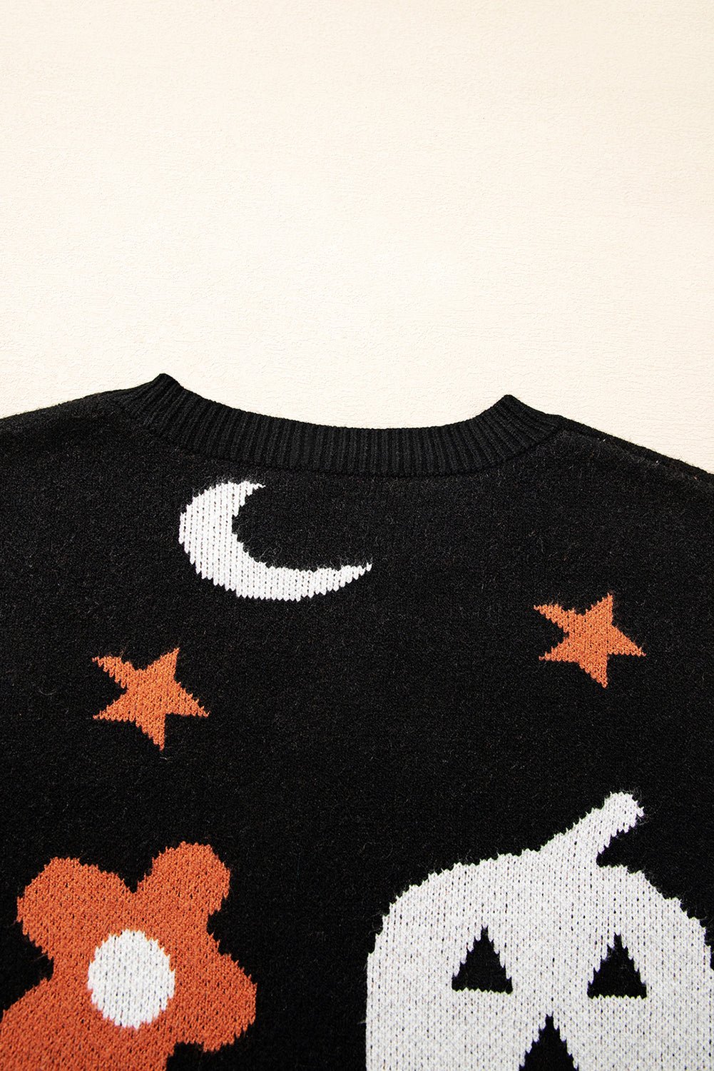 Crowned Energy CO. Black / S / 52%Viscose+26%Polyester+22%Polyamide Dear-Lover Dropshipping Sweaters & Cardigans/Sweaters Black Halloween Mythical Night Pattern Drop Shoulder Sweater