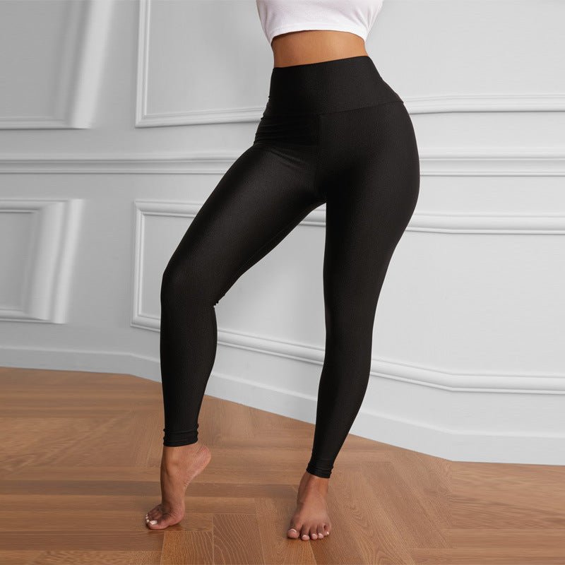 Black High Waist Stretch Slim Sports Leggings - Crowned Energy CO.
