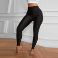 Black High Waist Stretch Slim Sports Leggings - Crowned Energy CO.