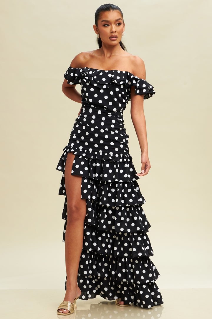Black Pretty Woman Polka Dot Dress - Crowned Energy CO.