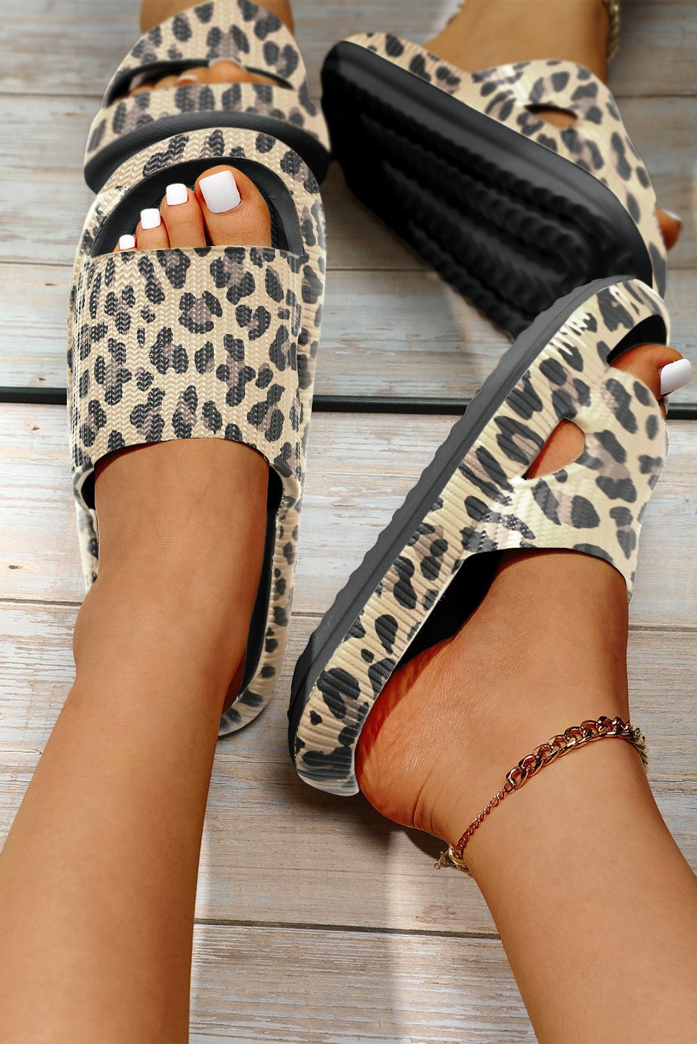 Crowned Energy CO. Black / 36 Dear-Lover Dropshipping Shoes & Bags/Slippers Black Print Thick Sole Slip On Slippers