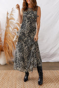 Black Printed Sleeveless Maxi Dress - Crowned Energy CO.
