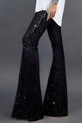 Black Sequin Wide Leg Pants - Crowned Energy CO.