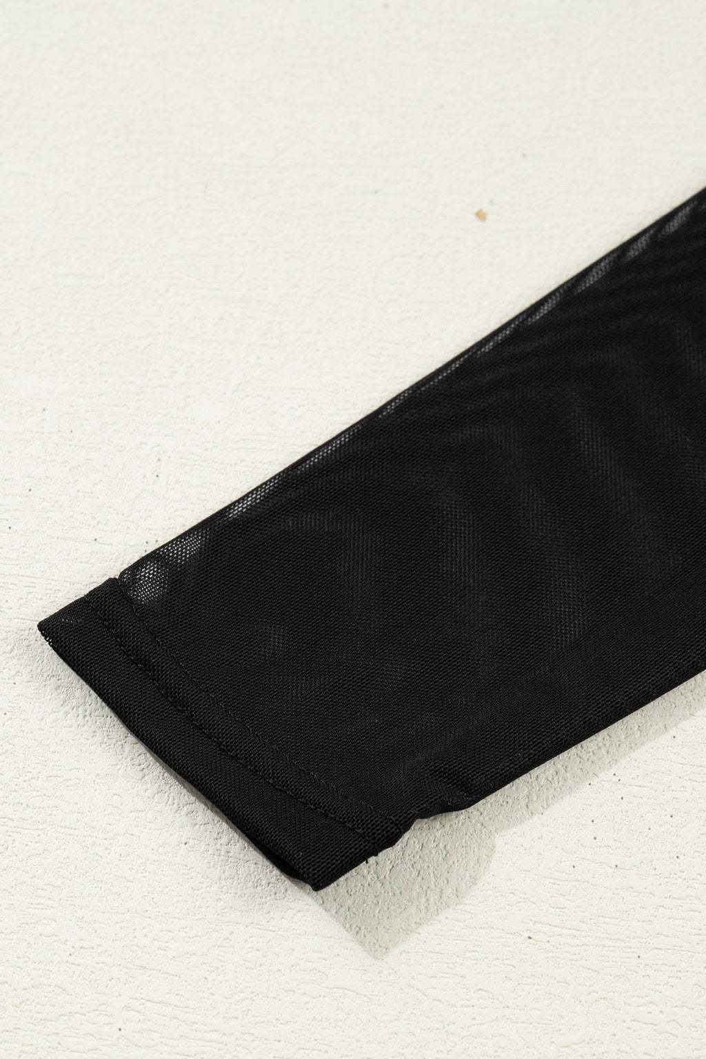 Black Sheer Mesh Patchwork High Neck Long Sleeve Top - Crowned Energy CO.