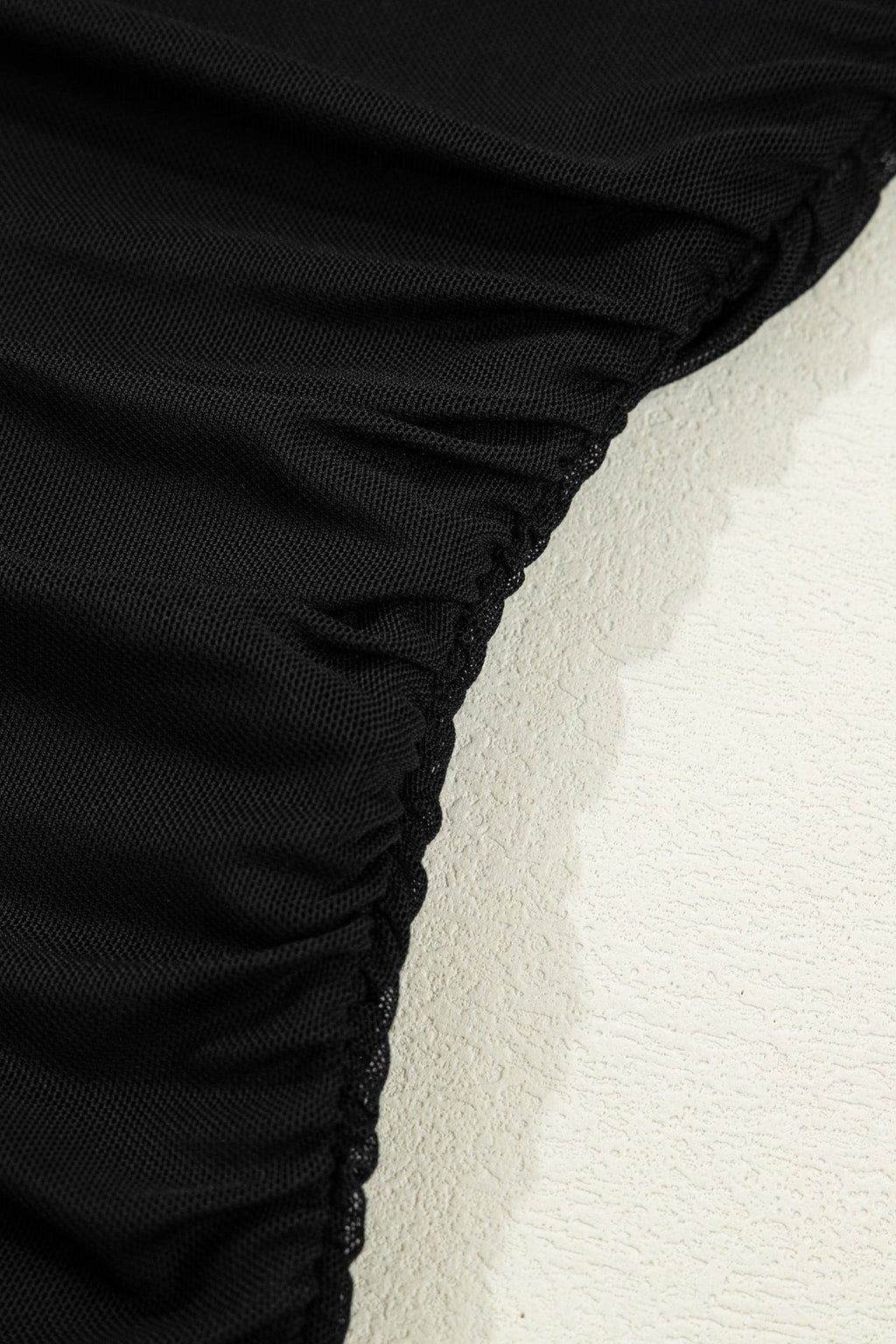 Black Sheer Mesh Patchwork High Neck Long Sleeve Top - Crowned Energy CO.