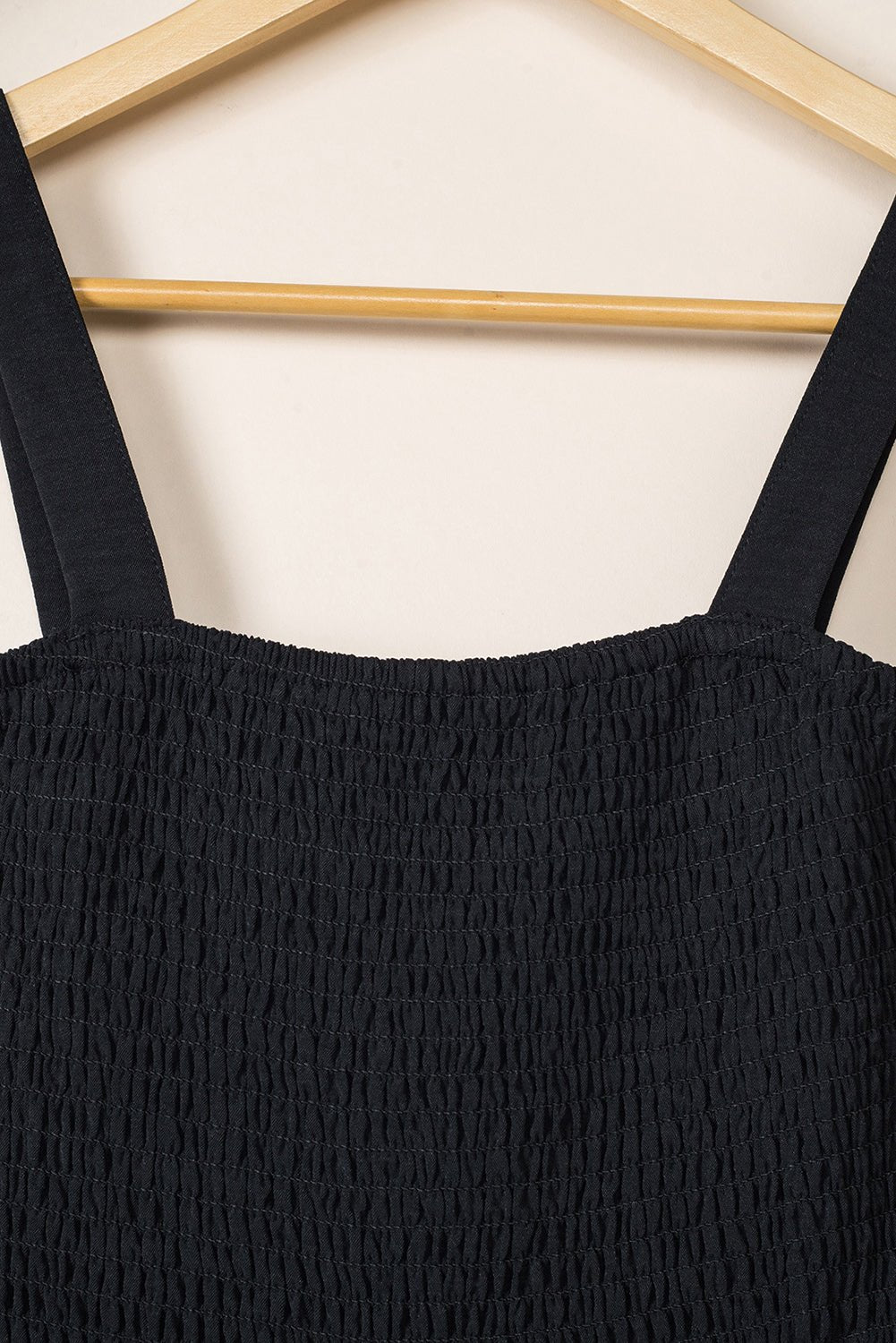 Crowned Energy CO. Black / S / 100%Polyester Dear-Lover Dropshipping Bottoms/Jumpsuits & Rompers Black Smocked Sleeveless Wide Leg Jumpsuit with Pockets