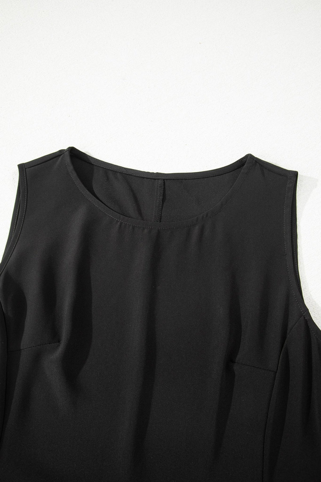 Black Solid Color Sleeveless Sheer Floral Lace Patchwork Long Dress - Crowned Energy CO.