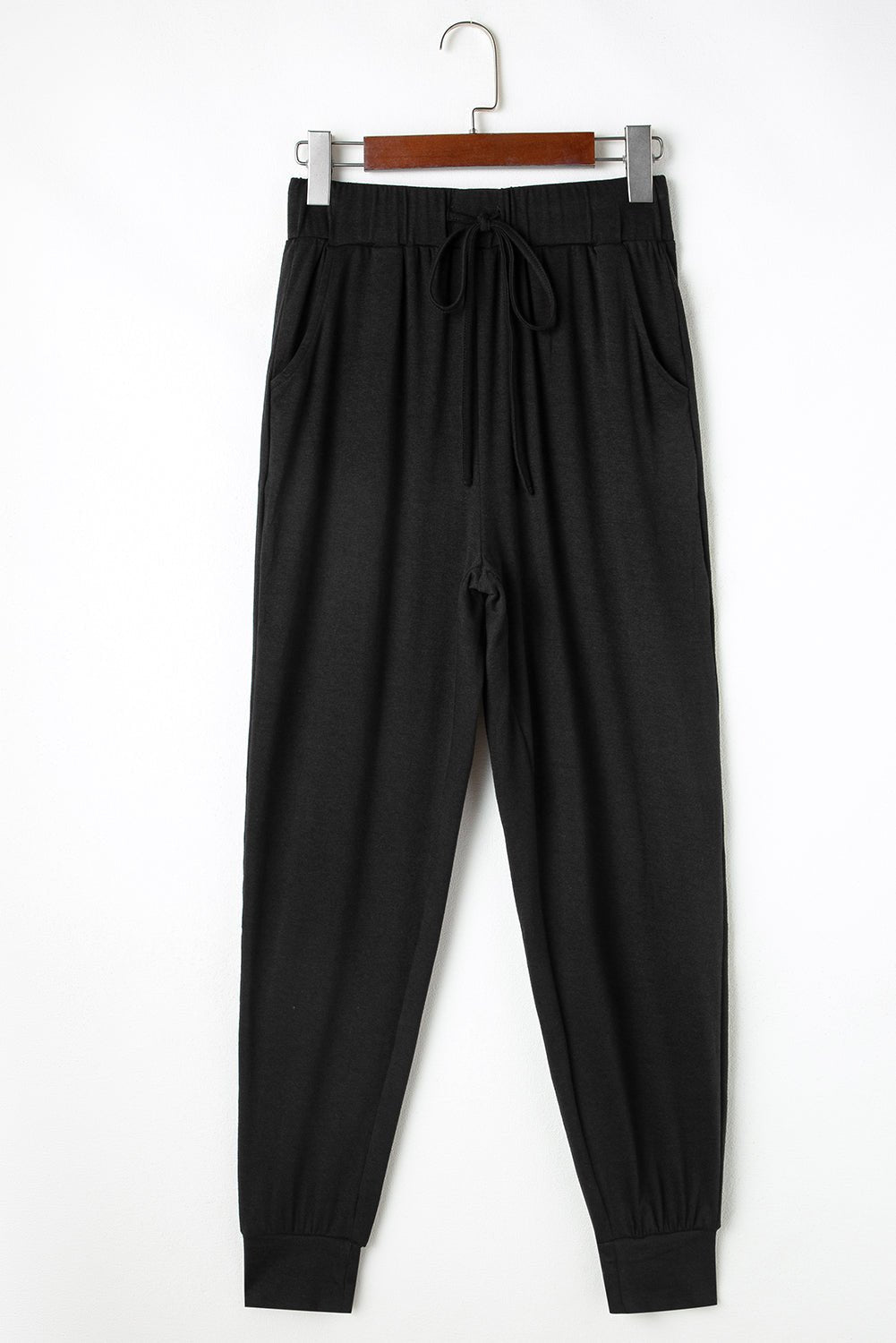 Black Split Long Cardigan and Skinny Pants Lounge Set - Crowned Energy CO.