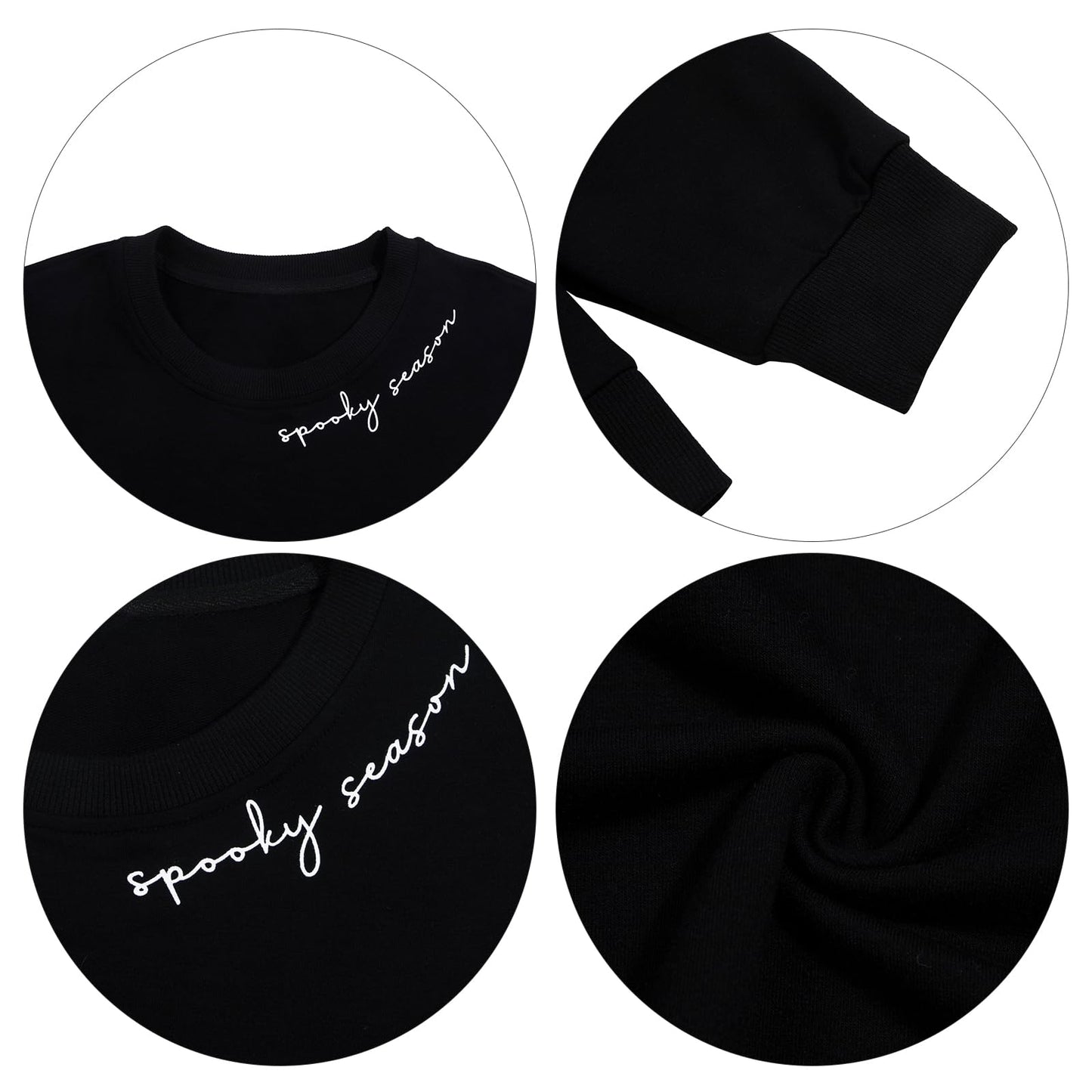 Crowned Energy CO. Black / S / 50%Polyester+50%Cotton Dear-Lover Dropshipping Graphic/Graphic Sweatshirts Black Spooky Season Halloween Ghost Printed Drop Shoulder Sweatshirt