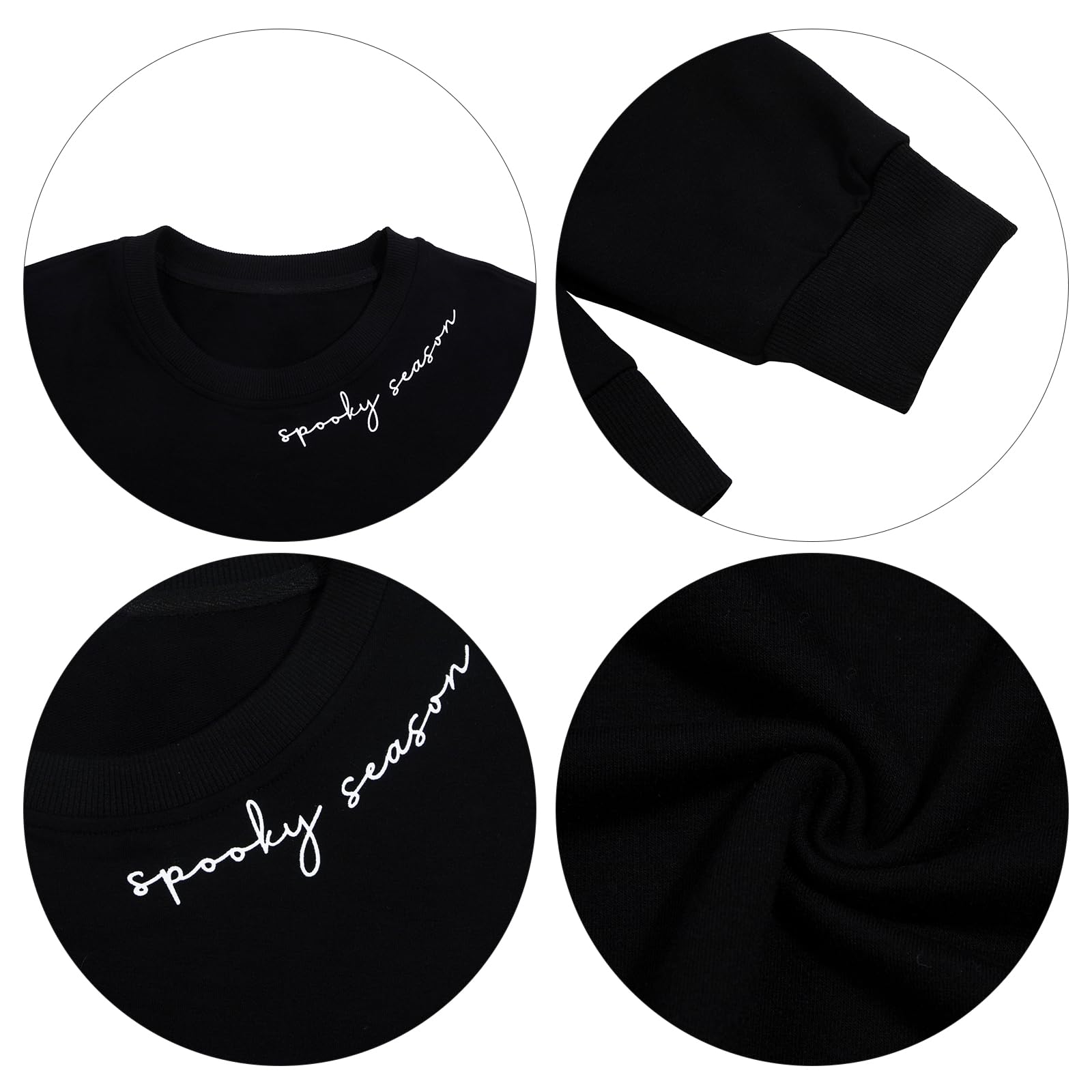 Crowned Energy CO. Black / S / 50%Polyester+50%Cotton Dear-Lover Dropshipping Graphic/Graphic Sweatshirts Black Spooky Season Halloween Ghost Printed Drop Shoulder Sweatshirt