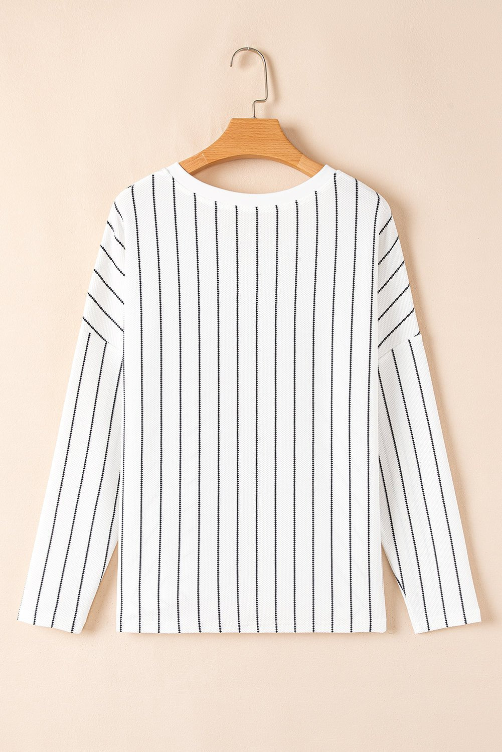Black Stripe Chevron Striped V Neck Long Sleeve Casual Top - Crowned Energy CO.