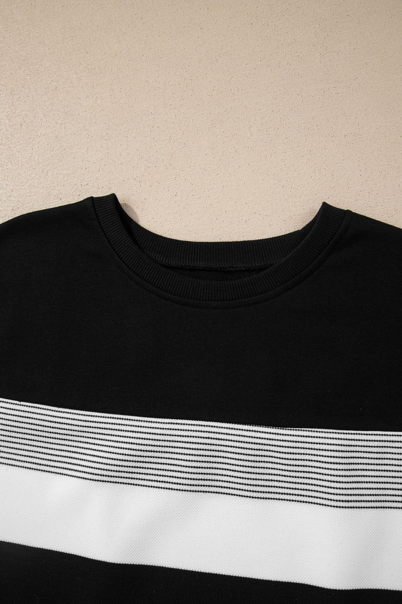 Black Stripe Mixed Print Crew Neck Cap Sleeve T Shirt - Crowned Energy CO.