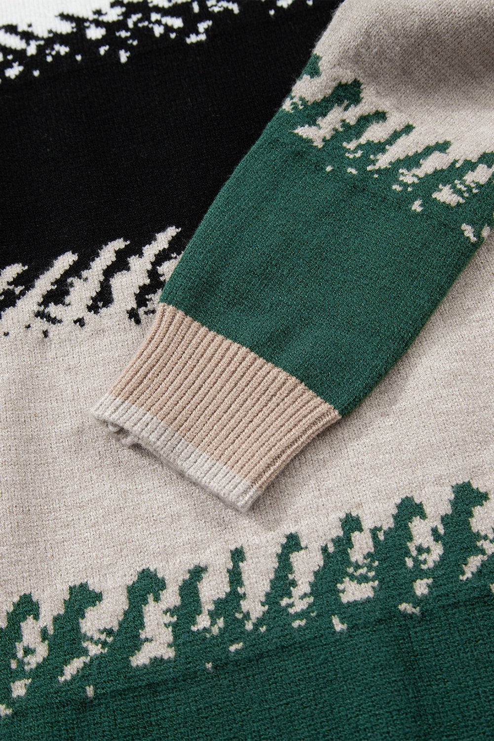 Crowned Energy CO. Black / S / 52%Viscose+26%Polyester+22%Polyamide Dear-Lover Dropshipping Sweaters & Cardigans/Sweaters Black Stylish Color Block Pattern Drop Shoulder Sweater