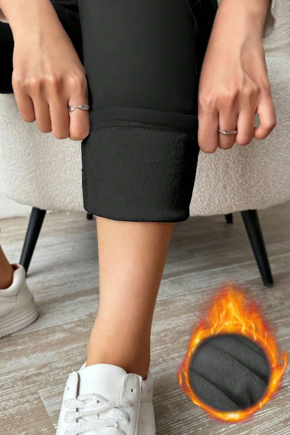 Crowned Energy CO. Black / S / 70%Polyester+27%Viscose+3%Elastane Dear-Lover Dropshipping Bottoms/Leggings Black Thermal Lined Drawstring High Waist Leggings